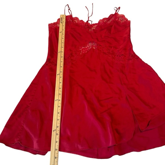 Vintage 90s Y2K Satin Nightgown Slip Dress Red Victoria’s Secret Lace Size large - Picture 6 of 7